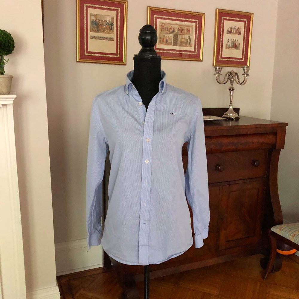 Youth Vineyard Vines Whale shirt stripe blue white